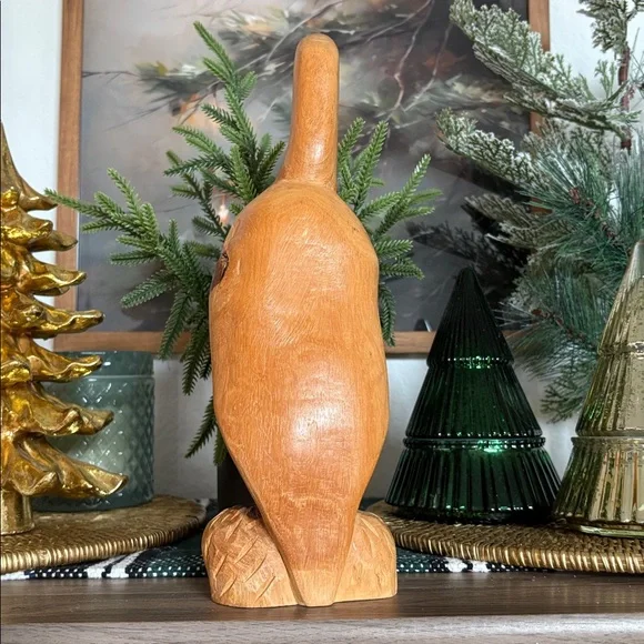 Simply Gorgeous OOAK Hand Carved Wood Egret Bird Figure